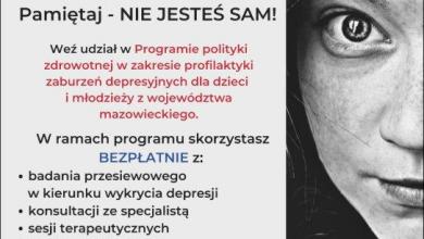 Program polityki zdrowotnej w zakresie profilaktyki zaburzeń depresyjnych dla dzieci i młodzieży z województwa mazowieckiego” na lata 2022-2024
